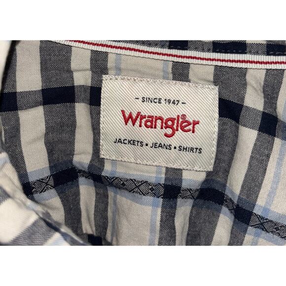 Wrangler Button Up Shirt Mens Large Black Plaid Long Sleeve Western Cowboy Ranch - Picture 3 of 11